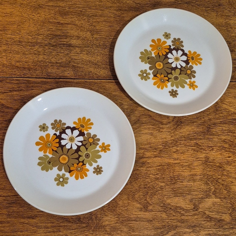 JOHNSON BROTHERS IRONSTONE 1970s 'Fiesta' Floral Patterned Side Plates, Set of 2 - Picture 3 of 10